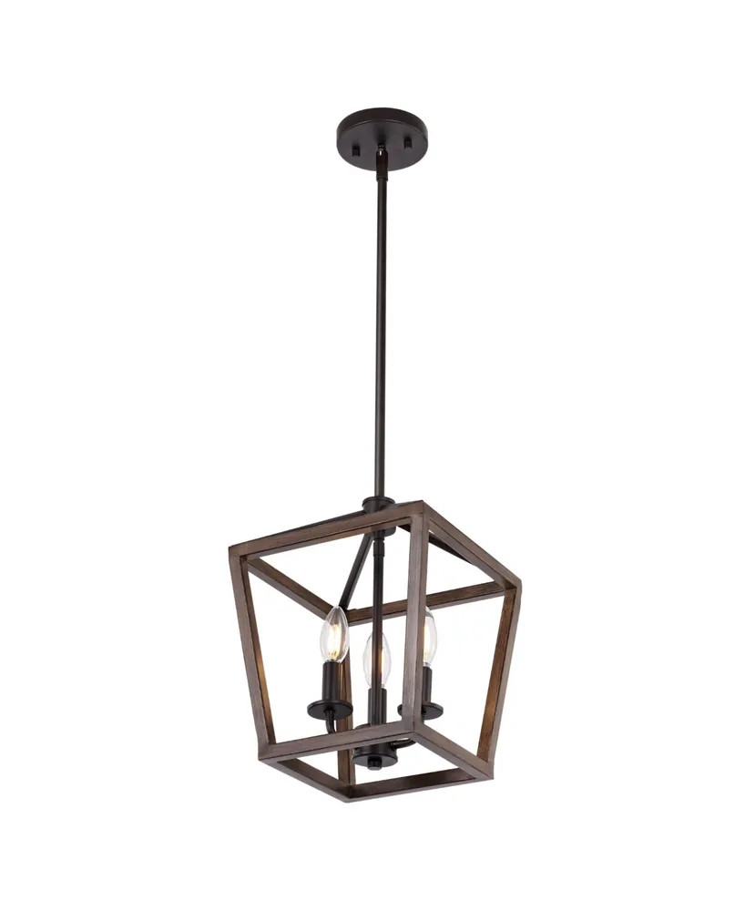 Oria 3-Light Iron Farmhouse Industrial Lantern Led Pendant