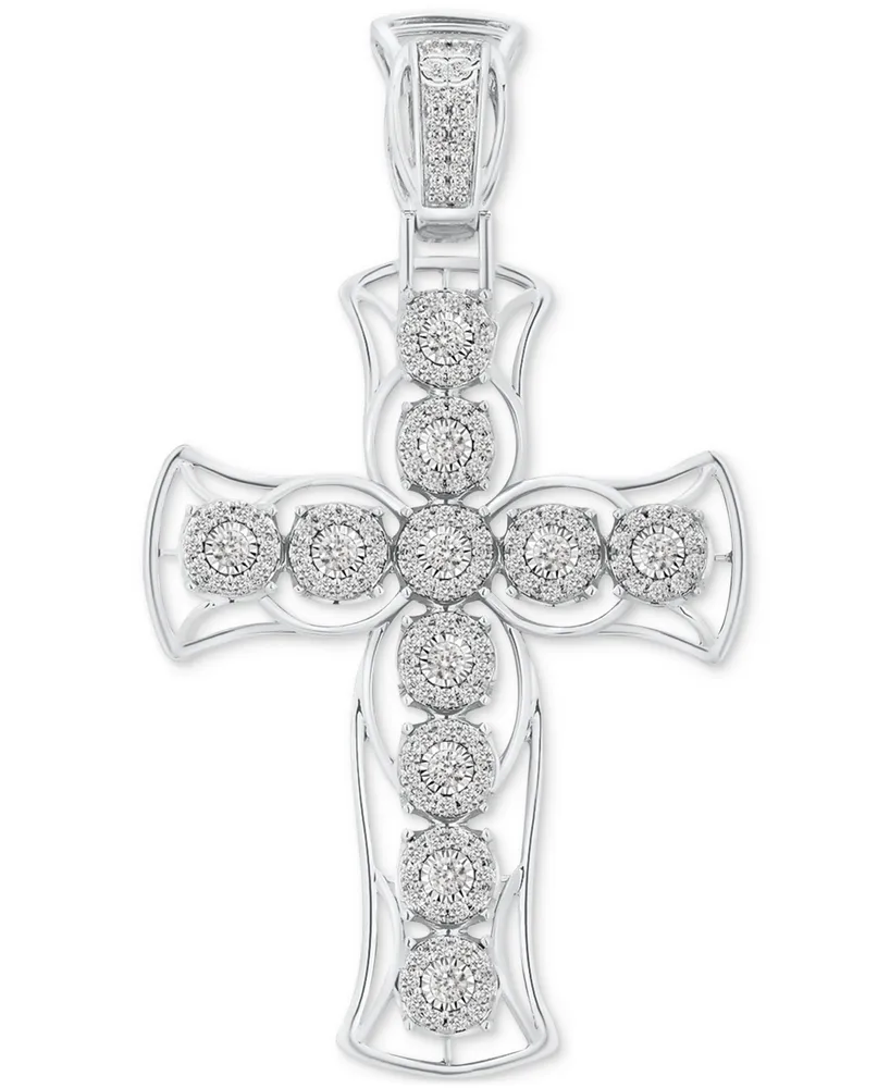 Men's Diamond Cross Openwork Pendant (5 ct. t.w.) in 10k White Gold