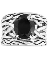 Effy Onyx Openwork Woven Ring in Sterling Silver