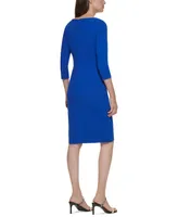 Calvin Klein Women's Foldover-Neck Front-Slit Sheath Dress
