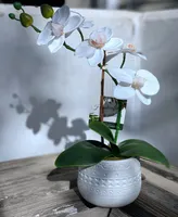 12" Artificial Real-Touch Orchid in Mayan Ceramic Pot