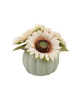 5.75" Artificial Sunflowers in Ceramic Planter