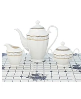 Lorren Home Trends Wavy Mix and Match Bone China Service for 8-Blossom, Set of 57