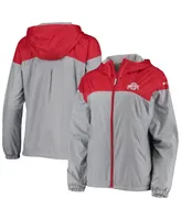 Women's Scarlet, Gray Ohio State Buckeyes Flash Forward Lined Full-Zip Windbreaker Hoodie Jacket