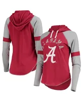 Women's Crimson and Gray Alabama Crimson Tide Yard Line Raglan Hoodie Long Sleeve T-shirt