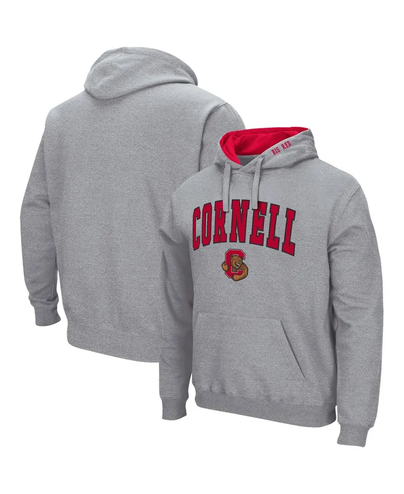 Men's Heathered Gray Cornell Big Red Arch and Logo Pullover Hoodie