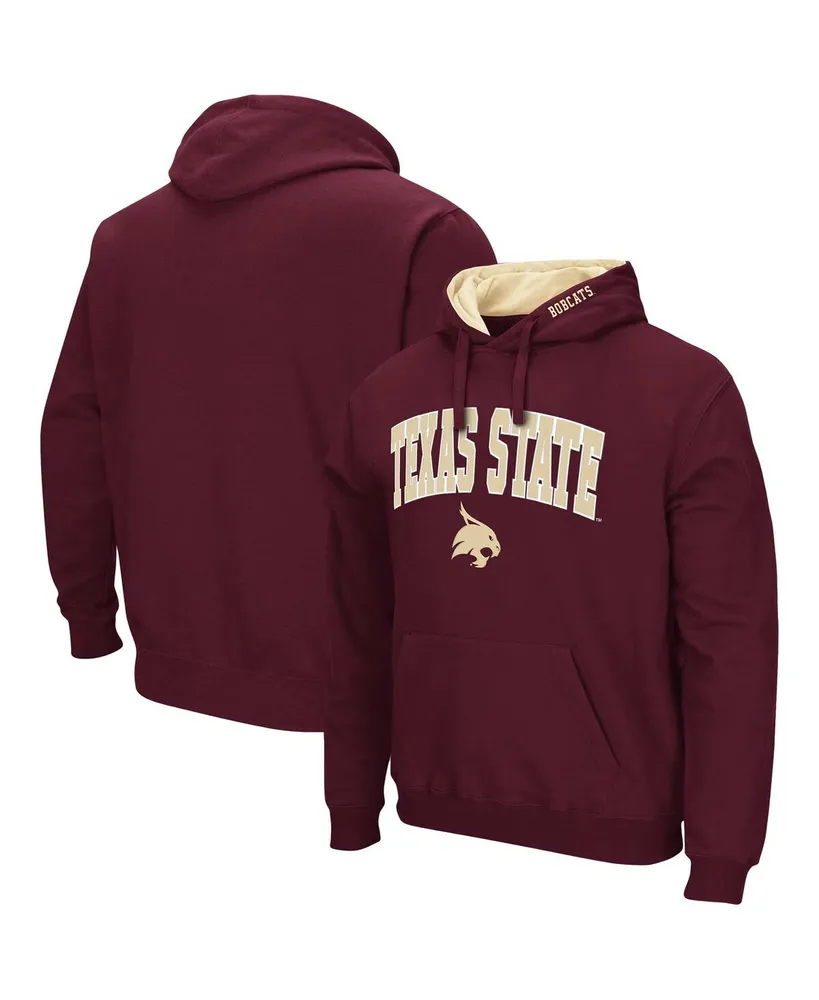 Men's Maroon Texas State Bobcats Arch and Logo Pullover Hoodie