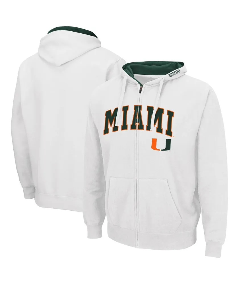 Men's White Miami Hurricanes Arch Logo 3.0 Full-Zip Hoodie