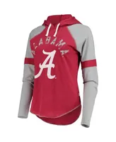 Women's Crimson and Gray Alabama Crimson Tide Yard Line Raglan Hoodie Long Sleeve T-shirt