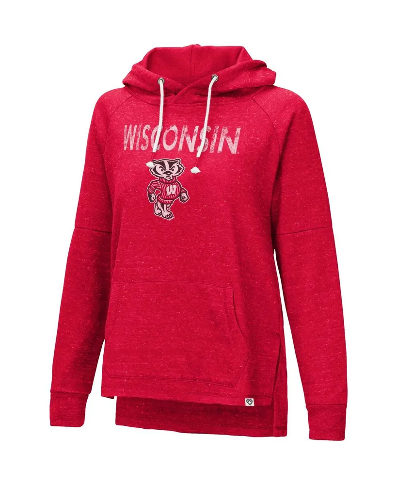 Women's Red Wisconsin Badgers Nollie Slub Raglan Pullover Hoodie