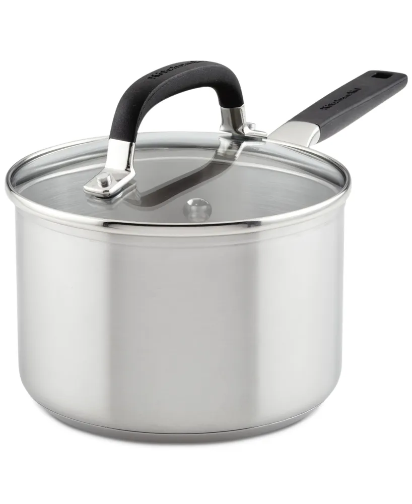 KitchenAid Stainless Steel 2 Quart Induction Sauce Pan with Measuring Marks and Lid