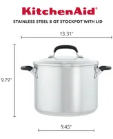 KitchenAid Stainless Steel 8 Quart Induction Stockpot with Measuring Marks and Lid