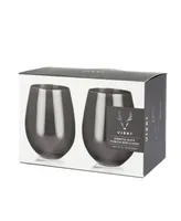 Viski Black Matte Stemless Wine Glasses, Set of 2