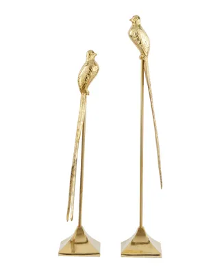 Eclectic Bird Sculpture, Set of 2 - Gold