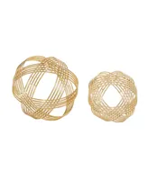 Metal Modern Geometric Sculpture, Set of 2 - Gold