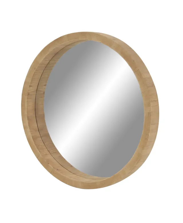 Natia Oak Round Wall Mirror