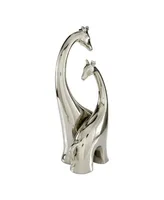 Ceramic Contemporary Giraffe Sculpture, 15" x 11" - Silver