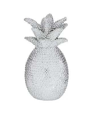 Glam Pineapple Sculpture, 12" x 6" - Silver