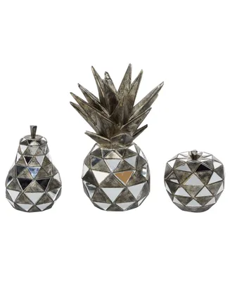 Contemporary Fruit Sculpture, Set of 3 - Silver