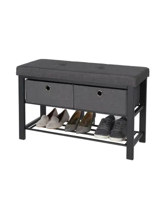 Cushioned Shoe Storage Bench with Drawers