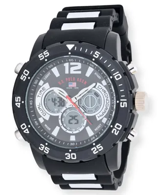 U.s. Polo Association Men's Black and Silver Strap Watch - Black and Silver