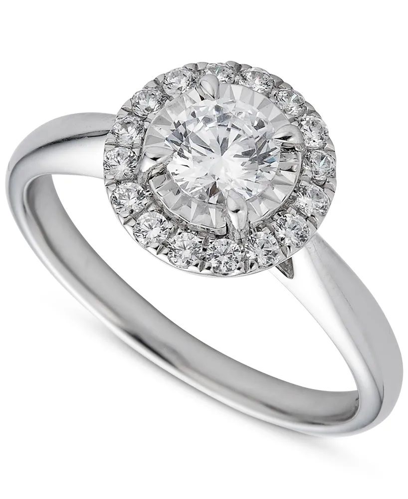 Diamond Round Halo Engagement Ring (3/4 ct. t.w.) in 14k White Gold