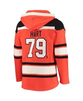 Men's Carter Hart Orange Philadelphia Flyers Player Name and Number Lacer Pullover Hoodie