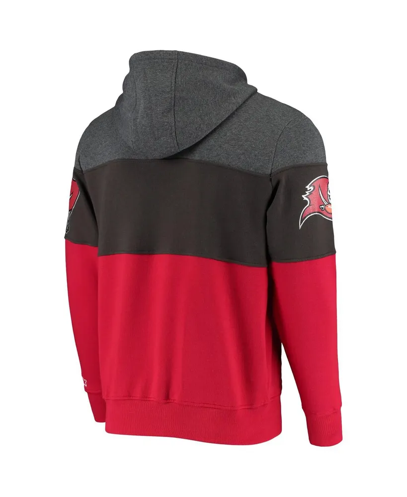 Men's Heathered Pewter, Red Tampa Bay Buccaneers Extreme Fireballer Pullover Hoodie