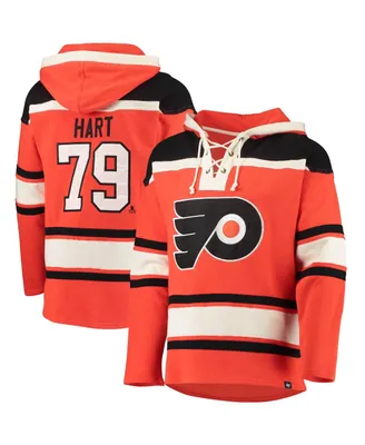 Men's Carter Hart Orange Philadelphia Flyers Player Name and Number Lacer Pullover Hoodie