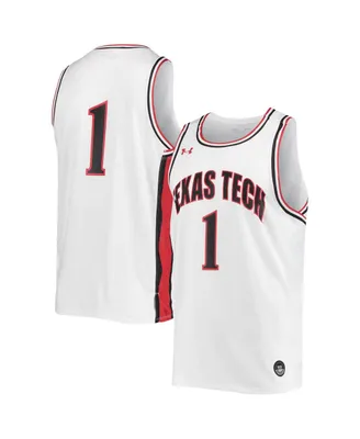 Men's Number 1 White Texas Tech Red Raiders Replica Basketball Jersey