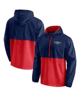 Men's Navy, Red New Orleans Pelicans Anorak Block Party Windbreaker Half-Zip Hoodie Jacket