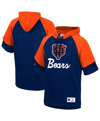 Men's Navy Chicago Bears Home Advantage Raglan Short Sleeve Pullover Hoodie