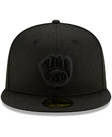 Men's Black Milwaukee Brewers Black on Black 59FIFTY Fitted Hat