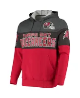 Men's Heathered Pewter, Red Tampa Bay Buccaneers Extreme Fireballer Pullover Hoodie