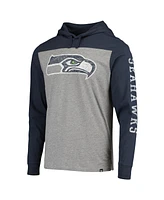 Men's Heathered Gray, Blue Seattle Seahawks Franklin Wooster Long Sleeve Hoodie T-shirt