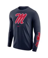 Men's Navy Ole Miss Rebels Team Lockup 2-Hit Long Sleeve T-shirt