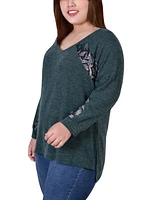 Plus Size Long Sleeve Combo Top