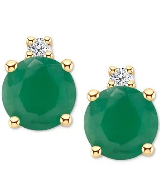 Tanzanite (1/2 ct. t.w.) & Diamond Accent Stud Earrings 14k Gold (Also Emerald, Ruby, Sapphire)