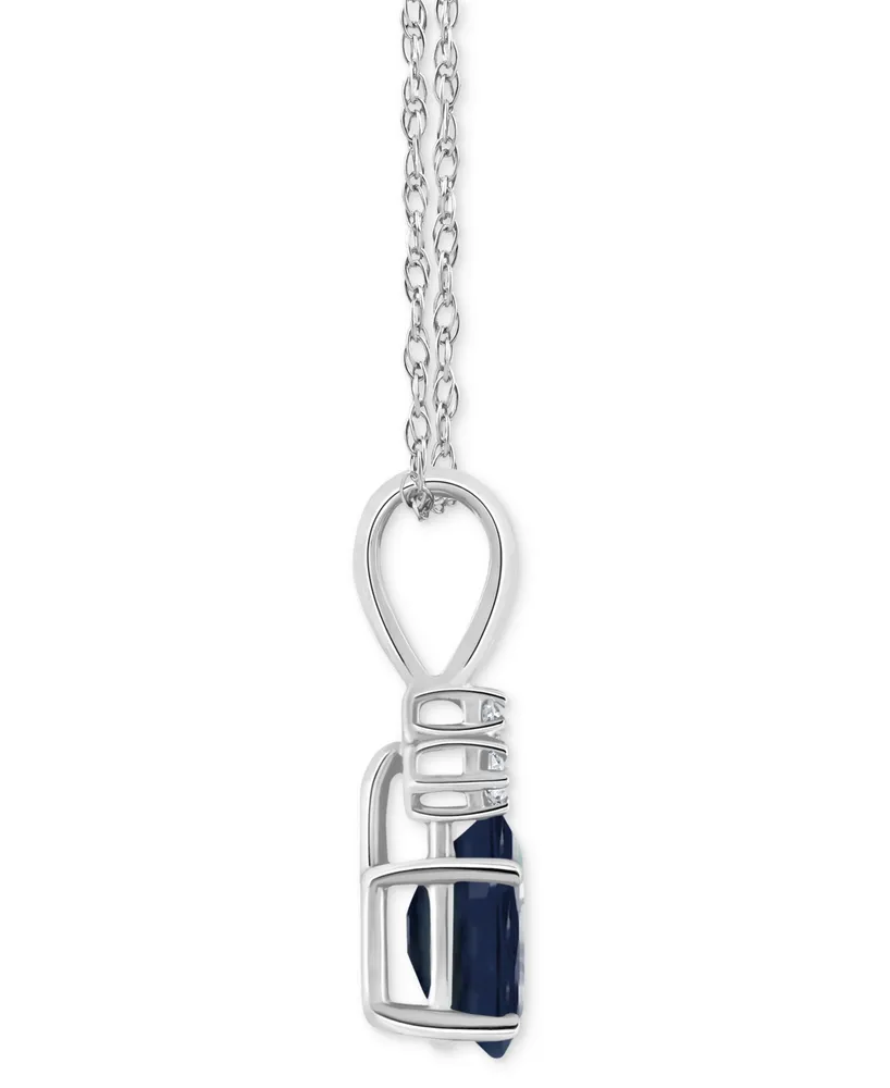 Sapphire (1 ct. t.w.) & Diamond Accent 18" Pendant Necklace 14k White Gold (Also Ruby)