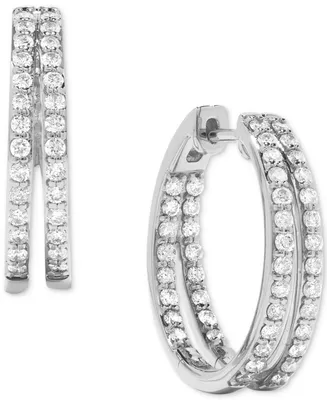 Diamond Inside Out Double Hoop Earrings (1 ct. t.w.) 14k White Gold or Yellow
