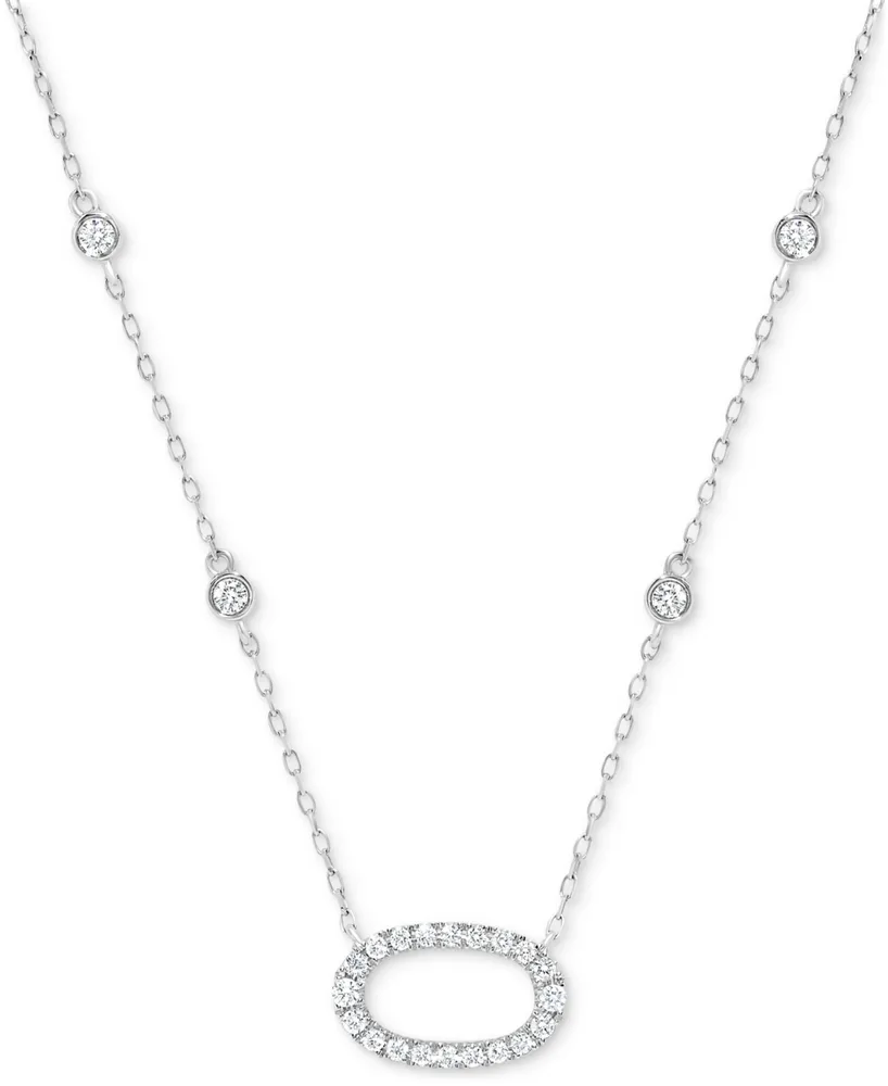 Diamond Open Oval 18" Pendant Necklace (1/2 ct. t.w.) in 14k White Gold