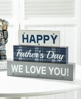 Glitzhome 12" Lighted Wooden Happy Father's Day Block Sign