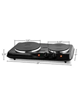 Ovente Countertop Electric Double Burner with Adjustable Temperature Control