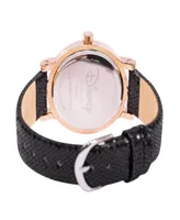 ewatchfactory Women's Disney Cruella Vintage Inspired Black Leather Strap Watch 38mm