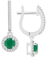 Sapphire (1-1/3 ct. t.w.) & Diamond (1/4 Halo Leverback Drop Earrings Sterling Silver (Also Emerald Ruby)