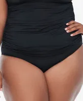 Lauren Ralph Plus Shirred High-Waist Swim Bottoms