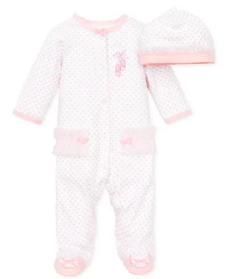 Little Me Baby Girls Ballerina Coverall with Matching Hat, 2 Piece Set