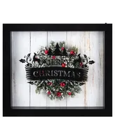 14" Framed 3D Merry Christmas Led Christmas Box Decor