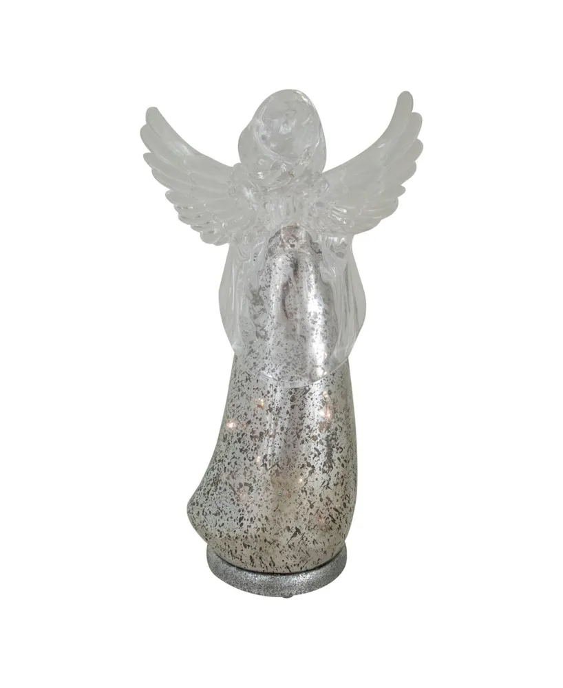 13" Lighted Angel Holding a Star Christmas Tabletop Figurine - Silver