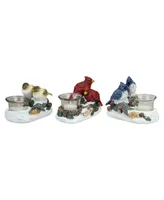 5.75" Christmas Birds Tabletop Decoration with Tea light Candle Holders, Set of 3